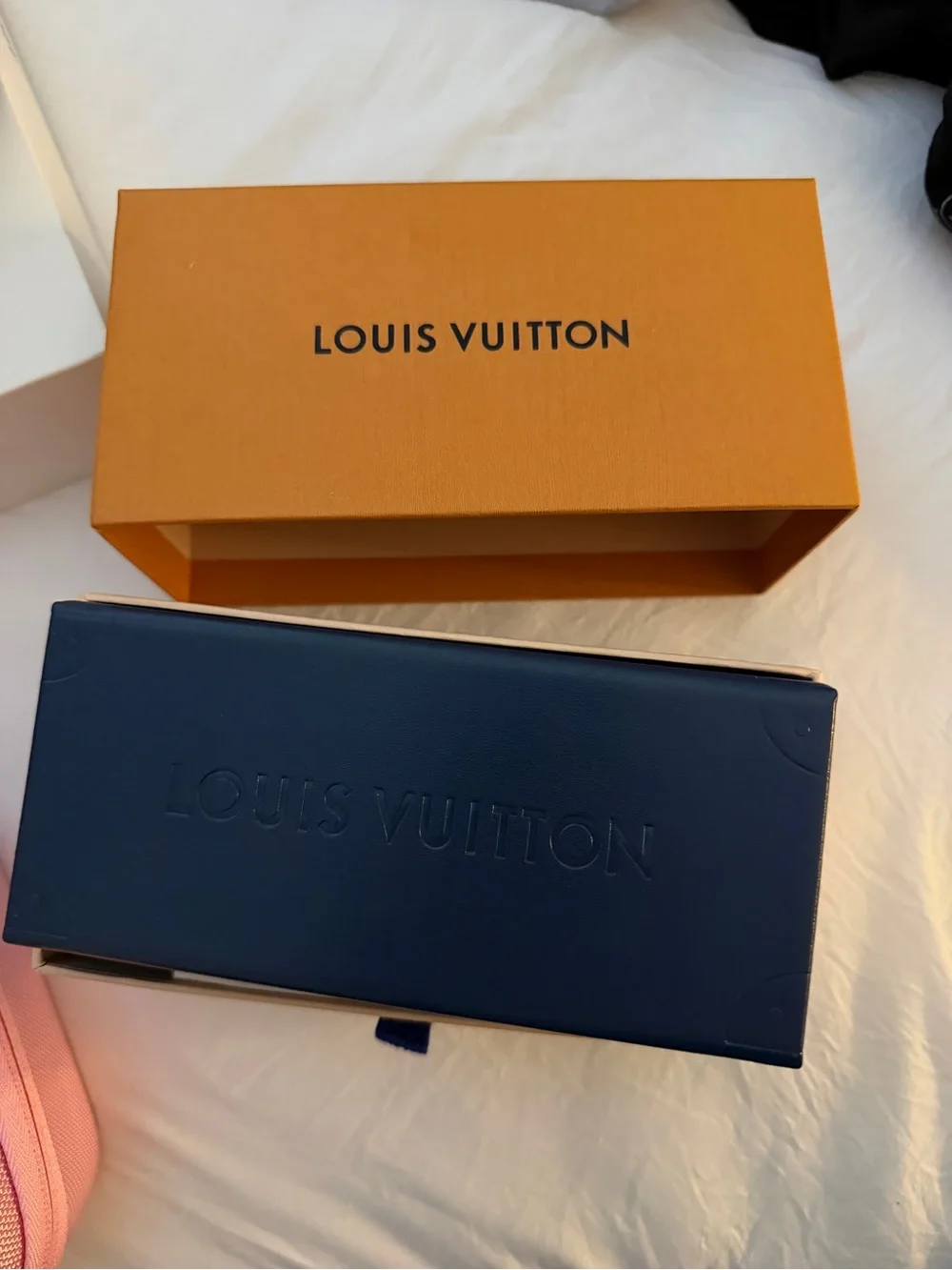 Louis Vuitton Black Monogram-Embossed womens Sunglasses with Gold LV Accent
